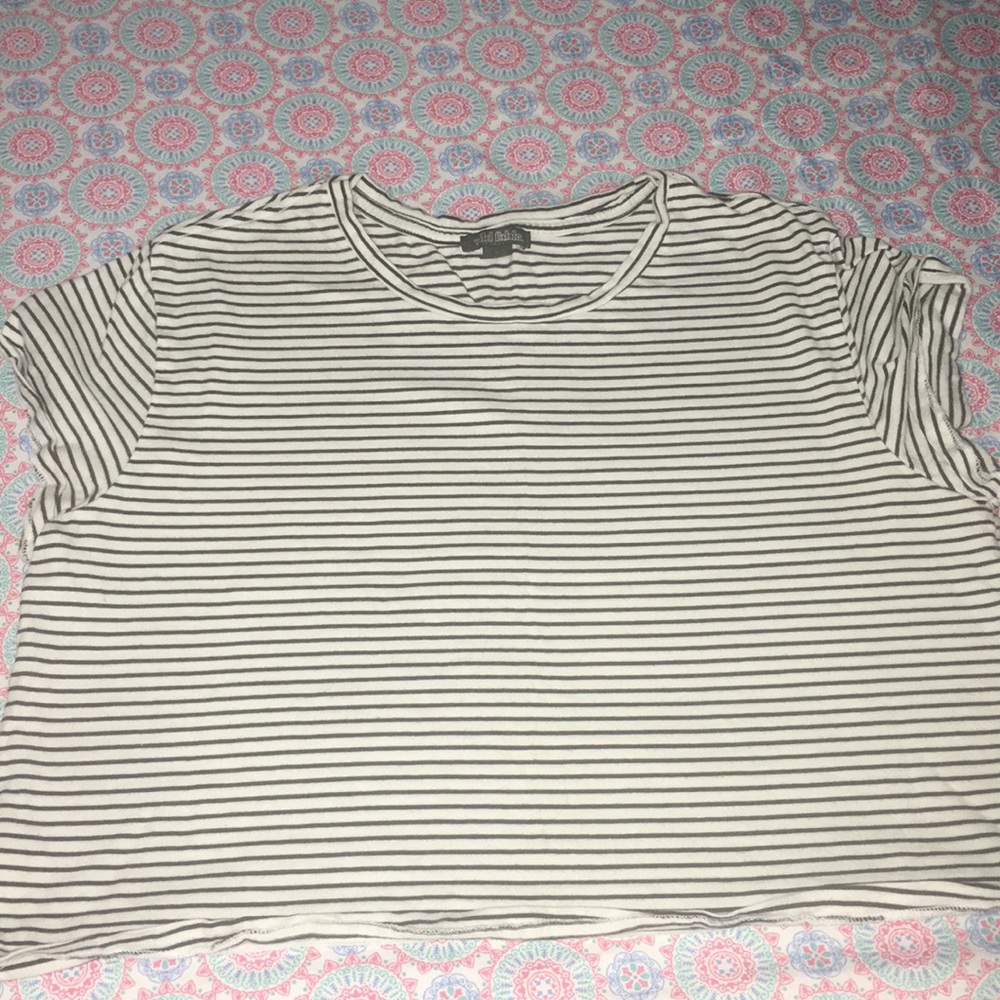 White and black striped crop top